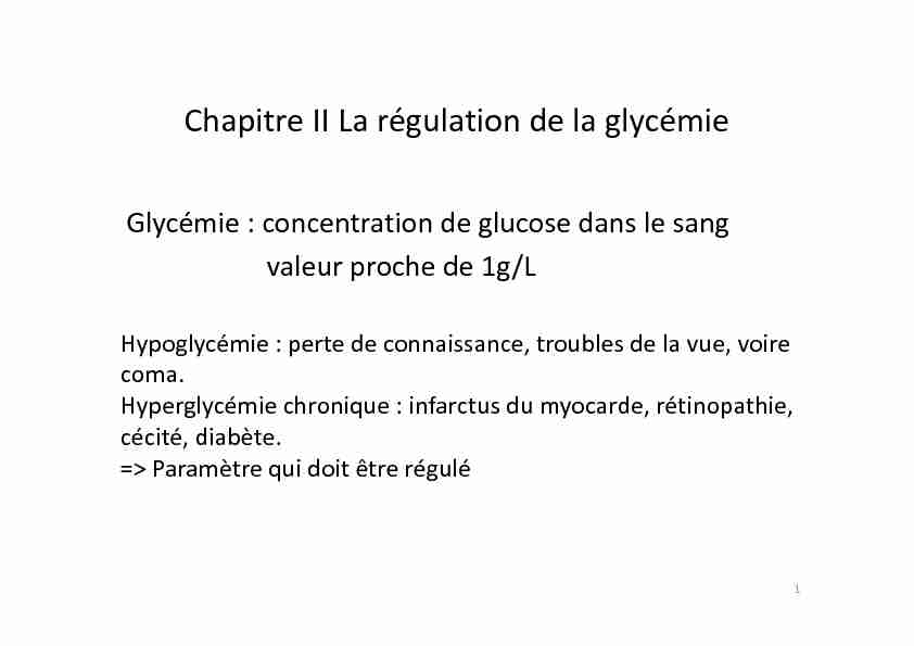 [PDF] Chapitre II La régulation de la glycémie - Lycée dAdultes