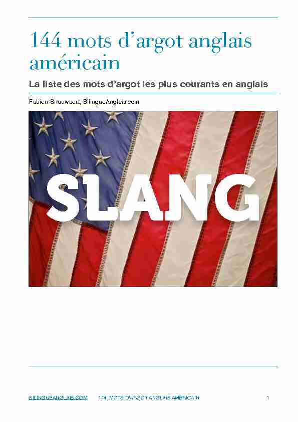 144 mots d'argot anglais américain