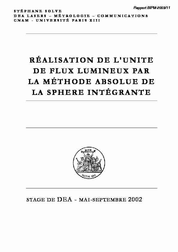 Rapport BIPM-2003/11: Réalisation de lunité de flux lumineux par la