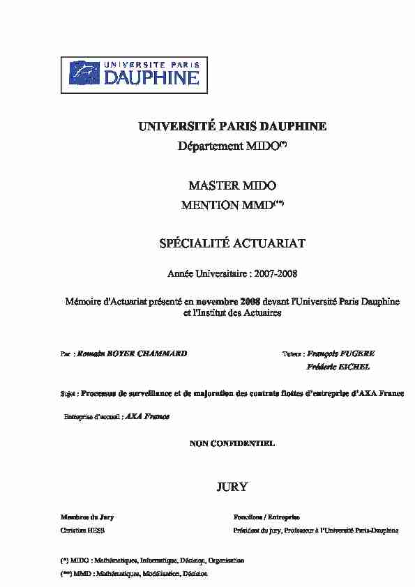 [PDF] UNIVERSITÉ PARIS DAUPHINE Département MIDO(*) MASTER