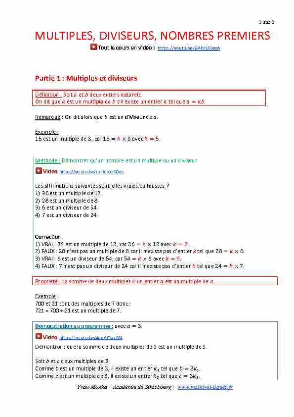 [PDF] MULTIPLES DIVISEURS NOMBRES PREMIERS - maths et tiques