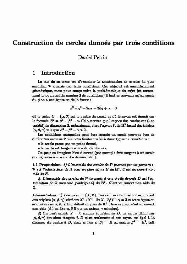 Construction de cercles donn es par trois conditions
