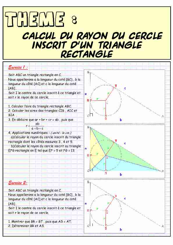 [PDF] Calcul du rayon du cercle inscrit à un triangle rectangle