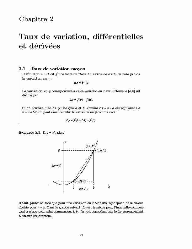 [PDF] Taux de variation, différentielles et dérivées - Prof Delbecque