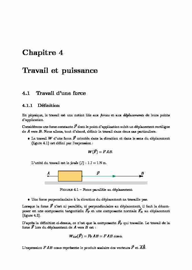 [PDF] Chapitre 4 Travail et puissance - ALlu