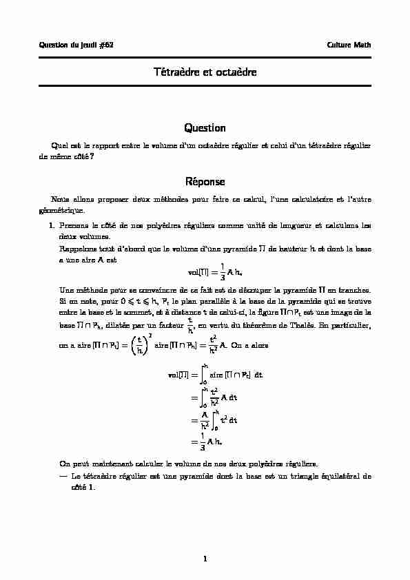 [PDF] Tétraèdre et octaèdre Question Réponse