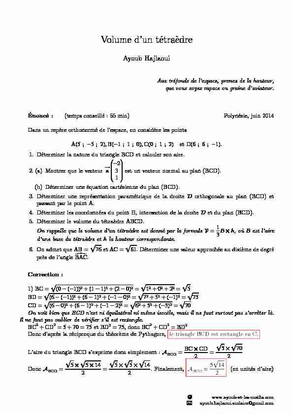 [PDF] Volume dun tétraèdre - Ayoub et les maths