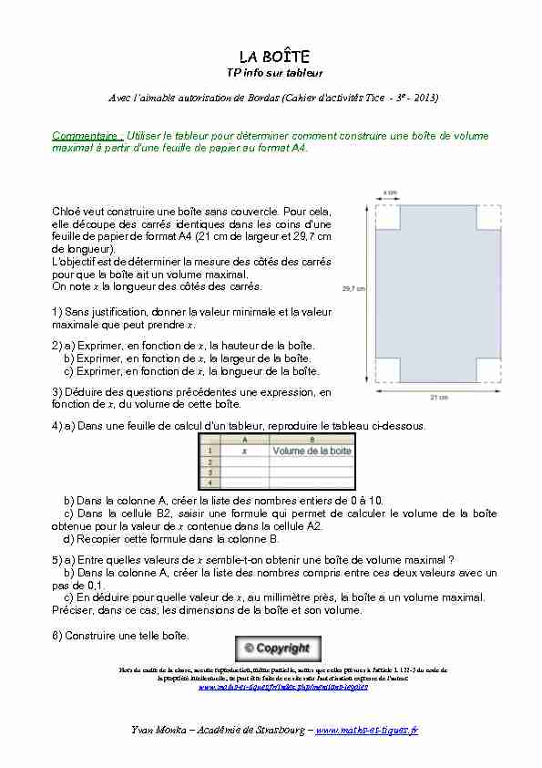 [PDF] LA BOÎTE - maths et tiques