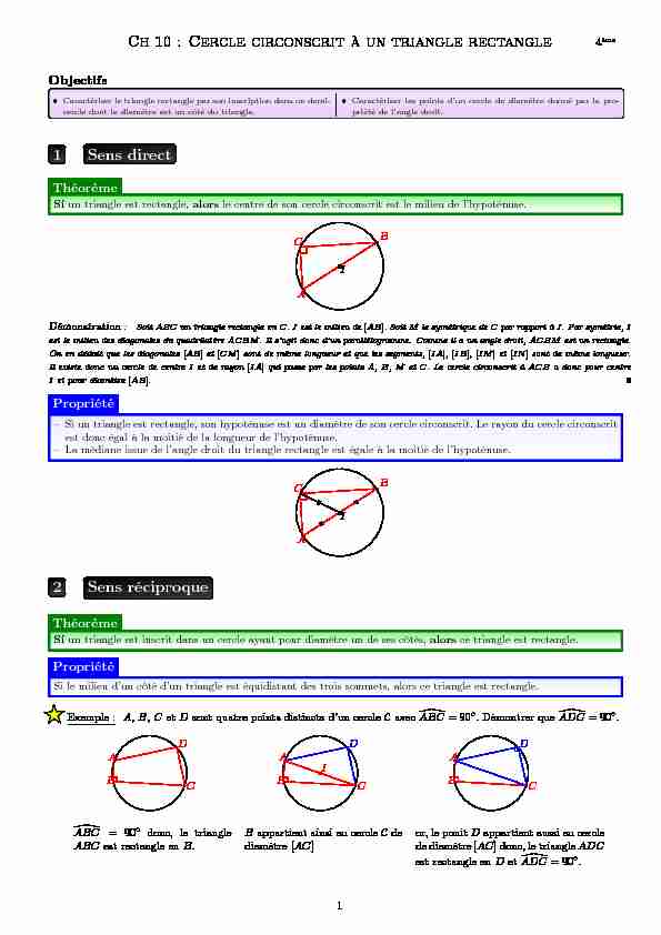 [PDF] Ch 10 : Cercle circonscrit à un triangle rectangle 1 Sens direct 2