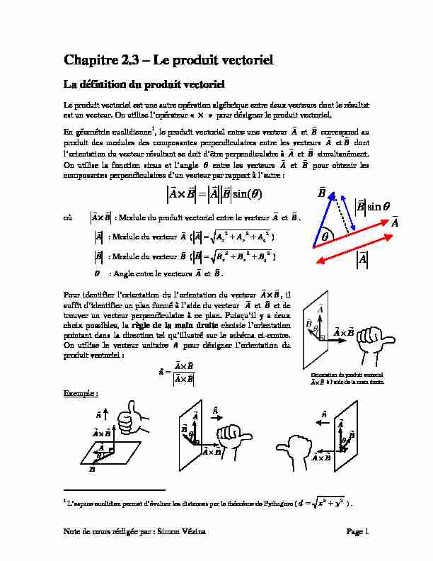 [PDF] Chapitre 23 – Le produit vectoriel - Physique