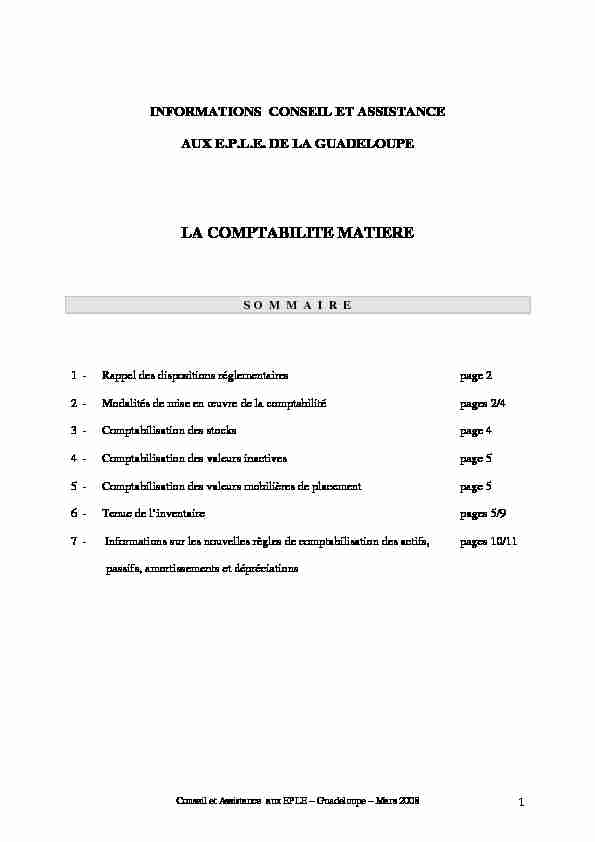 [PDF] LA COMPTABILITE MATIERE - Intendance03