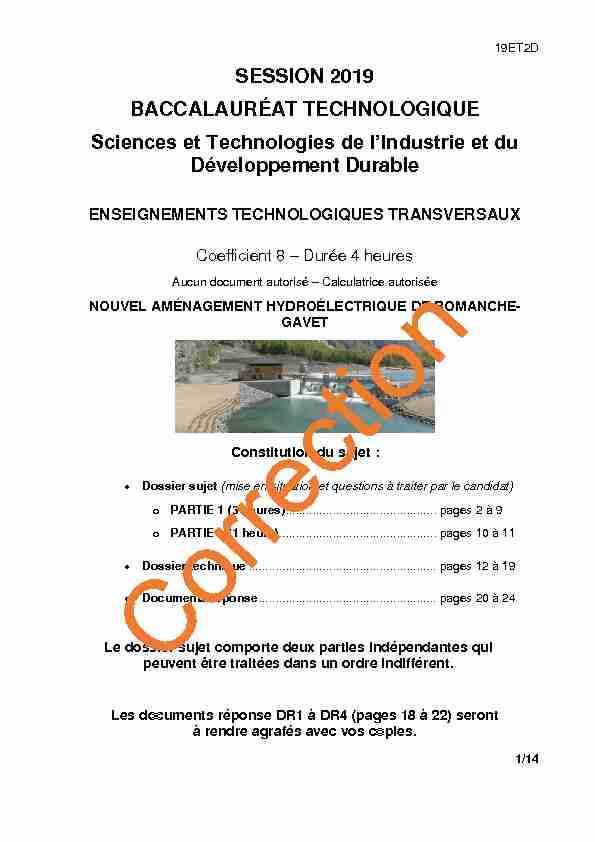 SESSION 2019 BACCALAURÉAT TECHNOLOGIQUE Sciences et