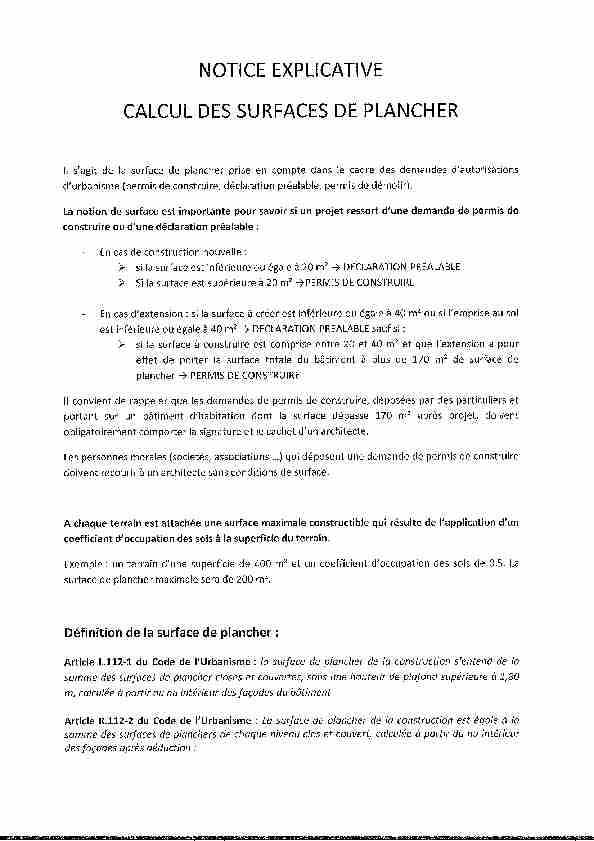 [PDF] CALCUL DES SURFACES DE PLANCHER