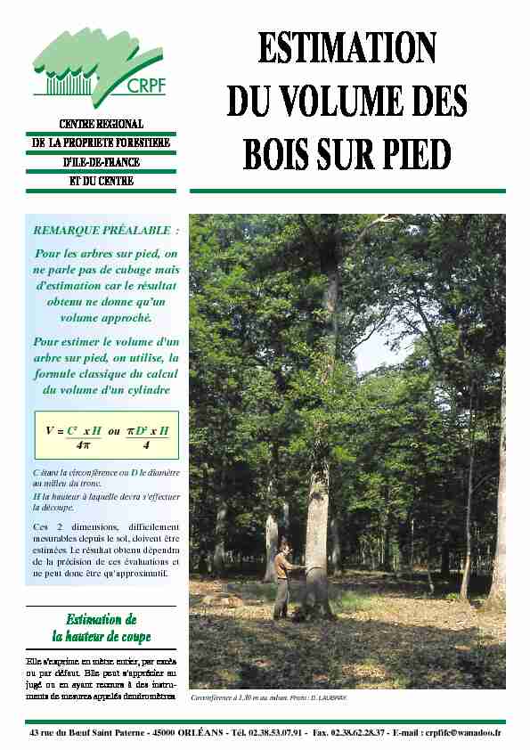 [PDF] Estimation du volume des bois sur pied