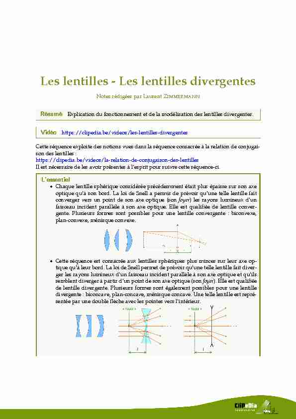 [PDF] Les lentilles divergentes - Clipedia