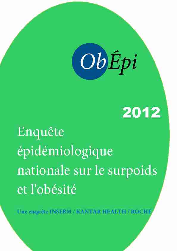2012 Enquête épidémiologique nationale sur le surpoids et lobésité