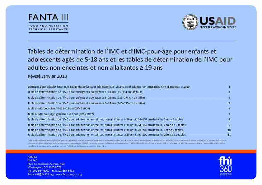[PDF] Tables de détermination de lIMC et dIMC-pour-âge pour enfants et