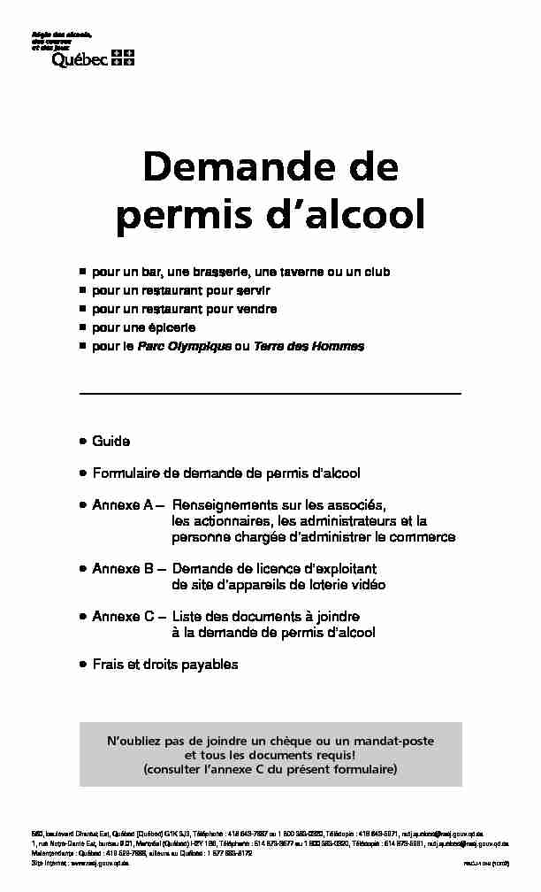 Demande de permis d’alcool - DepQuébec