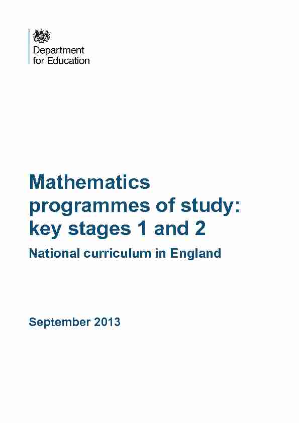 Mathematics programmes of study: key stages 1 and 2 - GOV.UK
