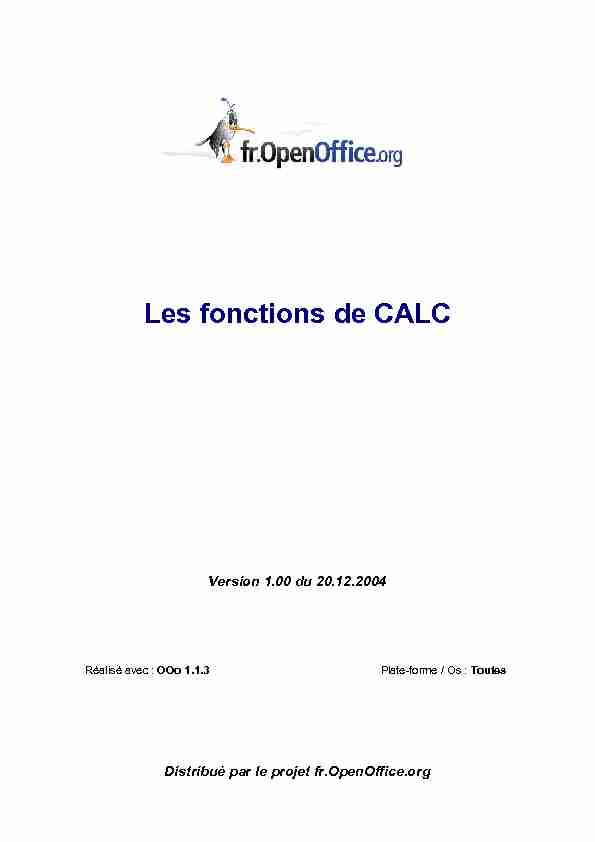 Les fonctions de CALC - OpenOfficeorg