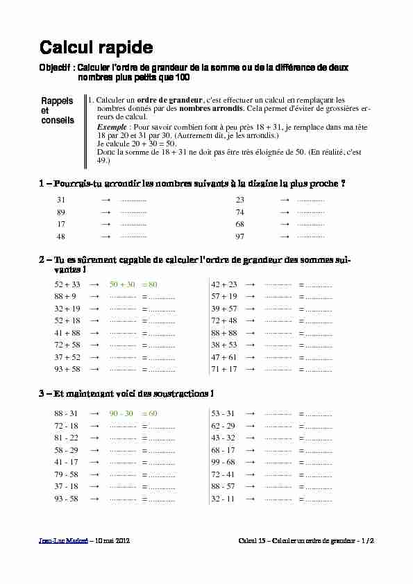 [PDF] Calculer un ordre de grandeur