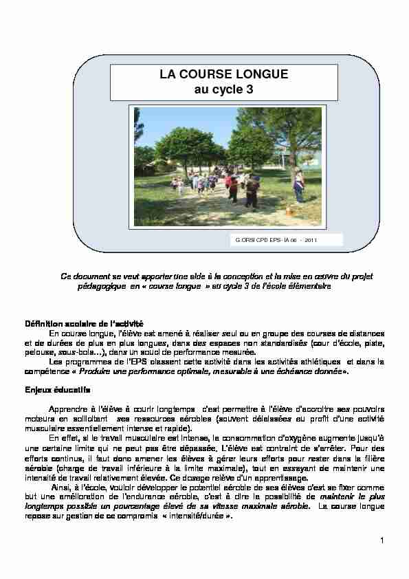 [PDF] LA COURSE LONGUE au cycle 3 - Pédagogie de lAcadémie de Nice