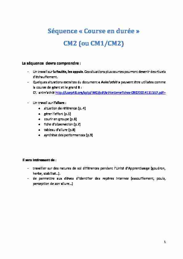 [PDF] Séquence « Course en durée » CM2 (ou CM1/CM2) - EPS