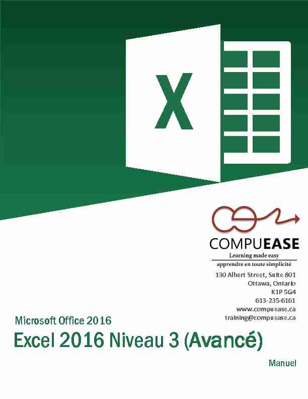Microsoft Office 2016 - Excel 2016 Niveau 3 (Avancé)