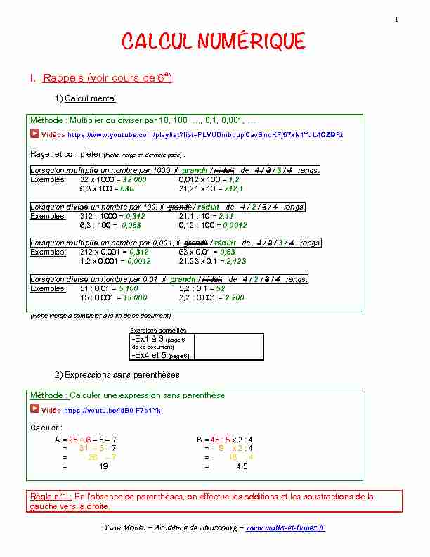 [PDF] CALCUL NUMÉRIQUE - maths et tiques