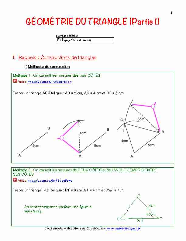[PDF] GÉOMÉTRIE DU TRIANGLE (Partie 1) - maths et tiques