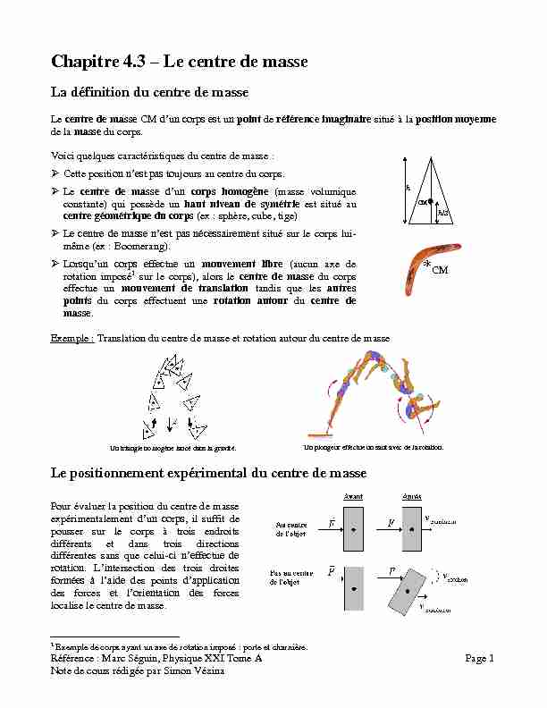 [PDF] Chapitre 43 – Le centre de masse - Physique
