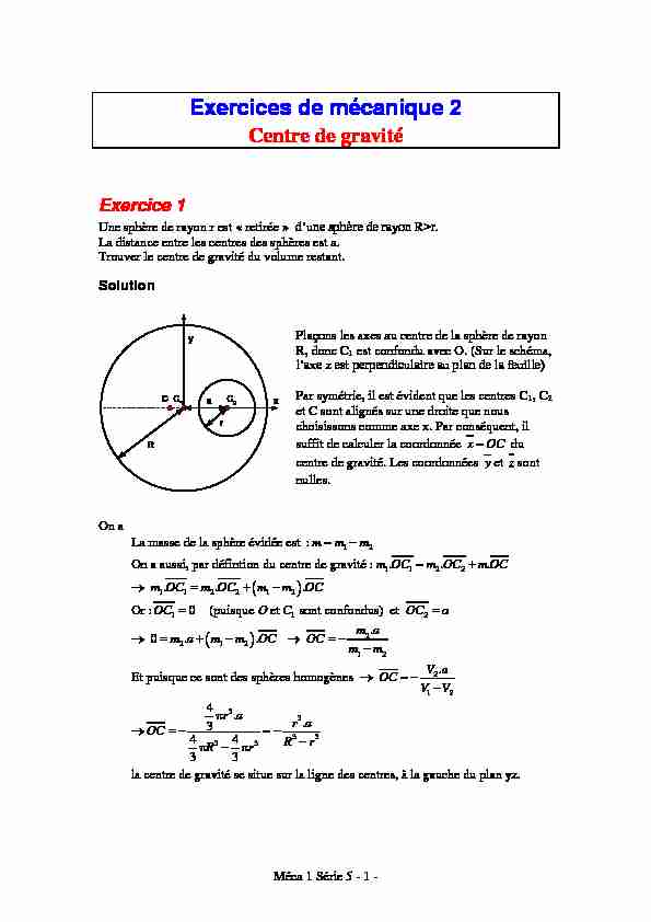 [PDF] Exercices de mécanique 2 - Centre de gravité