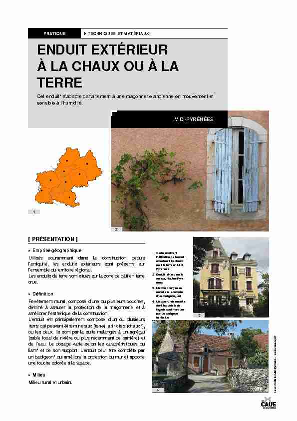 [PDF] enduit extérieur à la chaux ou à la terre - CAUE Occitanie