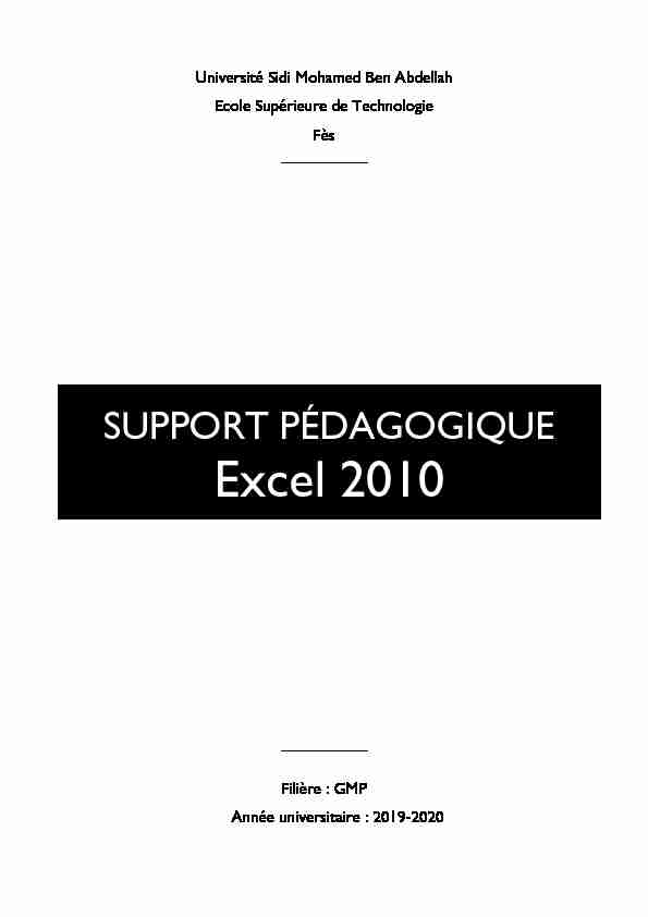 Support de Cours - Microsoft Excel 2010 - Mounia.A