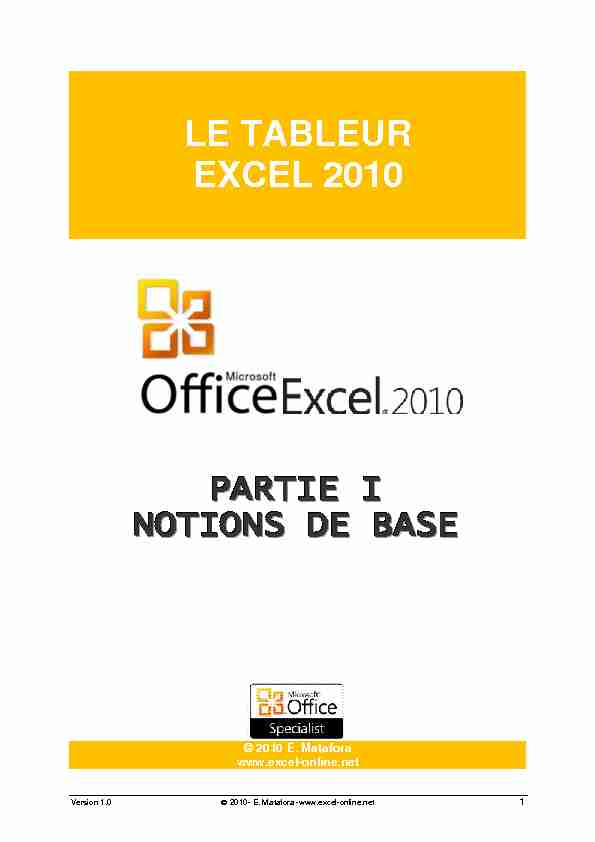 Le Tableur Excel 2000
