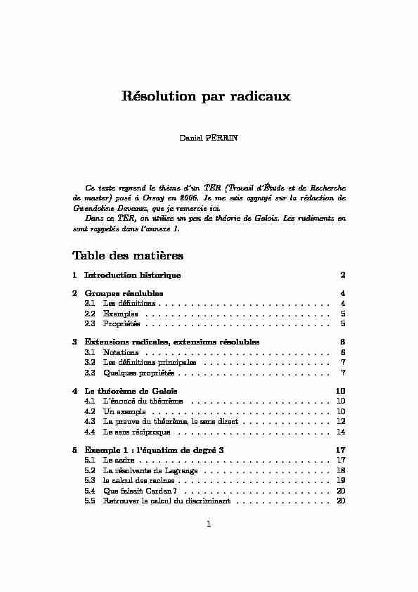 [PDF] Résolution par radicaux - Laboratoire de Mathématiques dOrsay