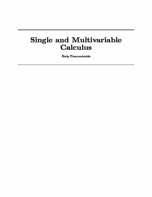 Single and Multivariable Calculus