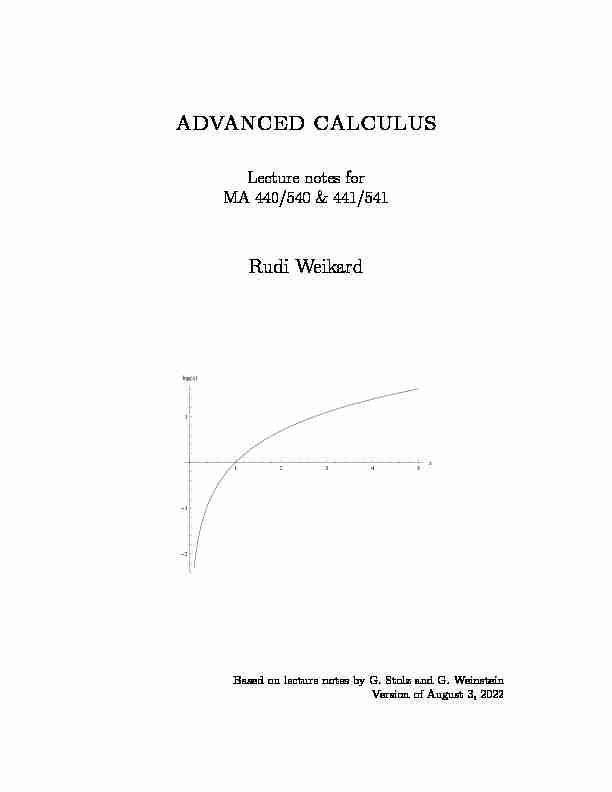 ADVANCED CALCULUS - Lecture notes for MA 440/540 & 441/541