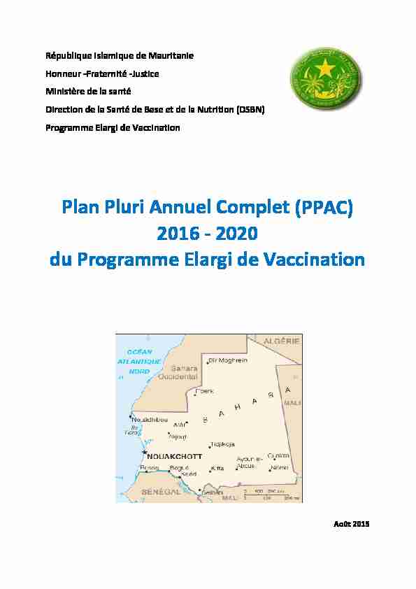 Plan Pluri Annuel Complet (PPAC) 2016 - 2020 du Programme