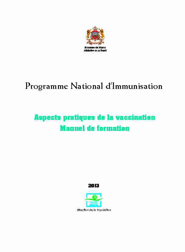 [PDF] Programme National dImmunisation - Ministère de la Santé