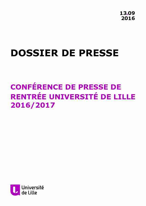 [PDF] DOSSIER DE PRESSE - Université de Lille
