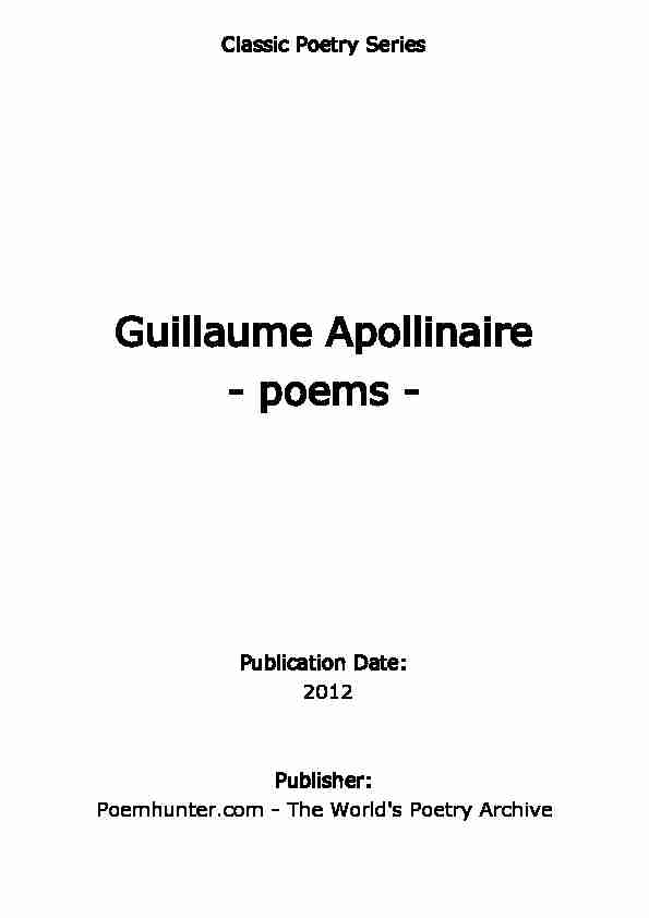 Guillaume Apollinaire - poems - Poem Hunter