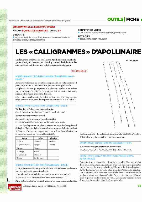 [PDF] LES « CALLIGRAMMES » DAPOLLINAIRE