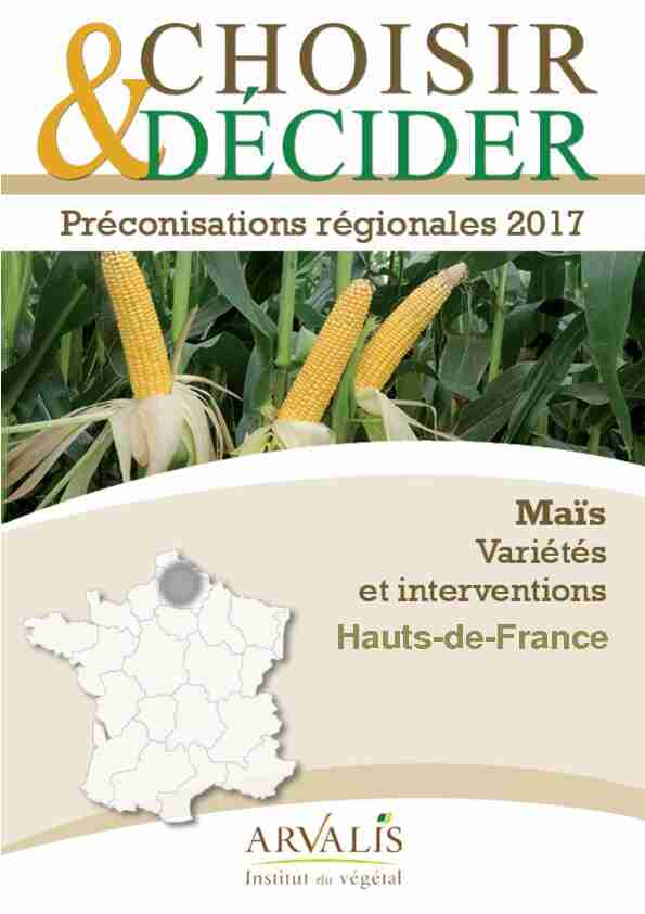 Guide Préconisation maïs Hauts de France 2017