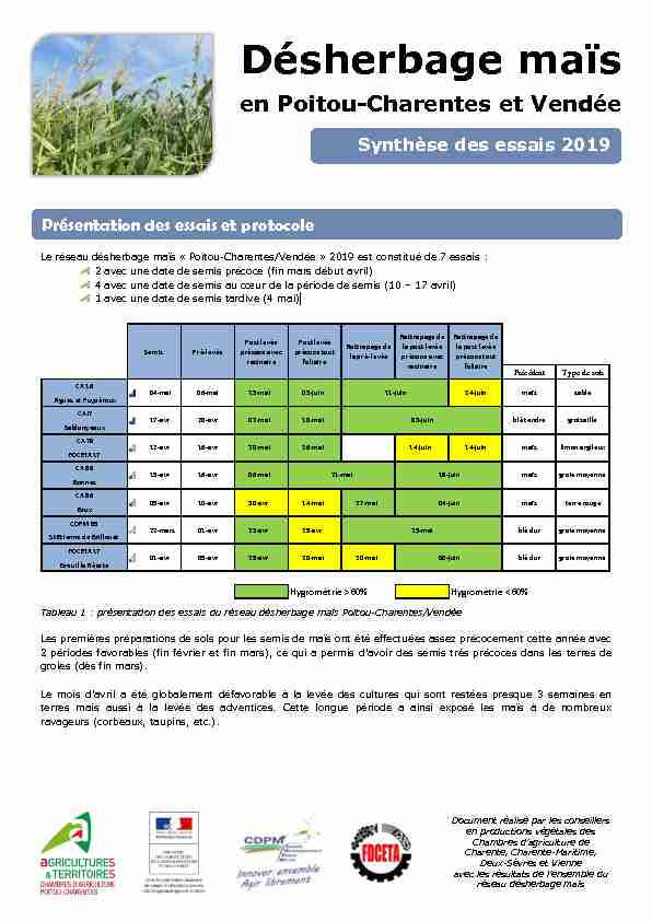 [PDF] Désherbage maïs - Chambre dAgriculture - Charente - Chambres d