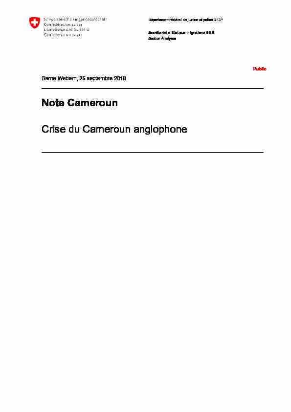 [PDF] Note Cameroun : Crise du Cameroun anglophone (25092018)