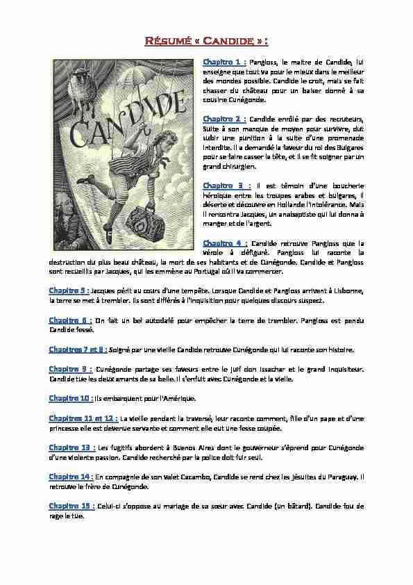 Résumé « Candide » : PDF Résumé « Candide » : Chapitre 1