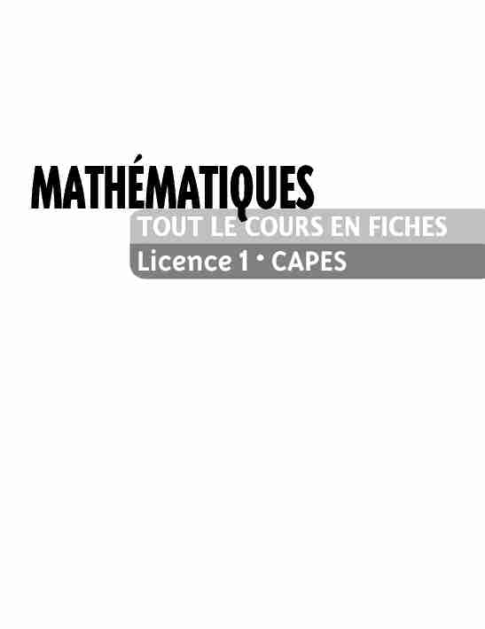 Mathematiques - Niveau L1 Tout le cours en fiches - Dunod