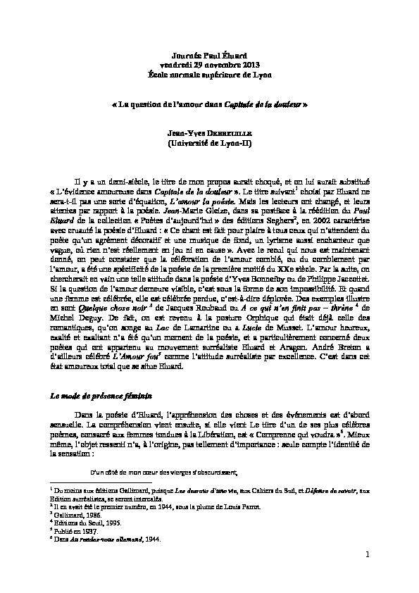 [PDF] 1 Journée Paul Éluard vendredi 29 novembre 2013 École  - CERCC