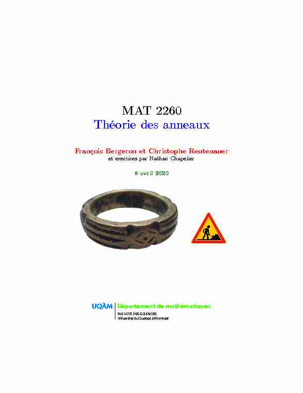 MAT 2260 Théorie des anneaux